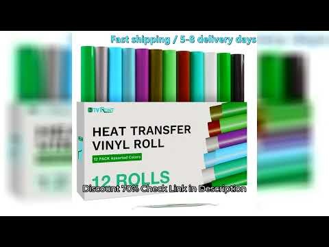HTVRONT 12 Pack 12inX5ft Multi Colors Heat Transfer Vinyl Roll for Cricut DIY T-shirt Hat Printing