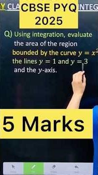 Q) Using integration, evaluate the area of the region bounded by the curve 𝑦=𝑥^2, the lines