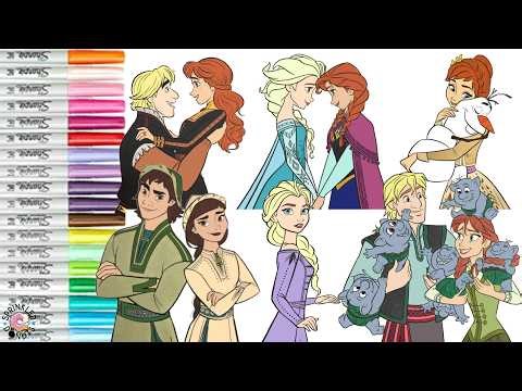 Disney Princess Frozen Coloring Book Compilation Elsa Anna Olaf Kristoff Honeymaren Ryder Nattura