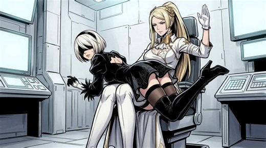 Rear Automata (2B spanked by Commander White) by PunishAI