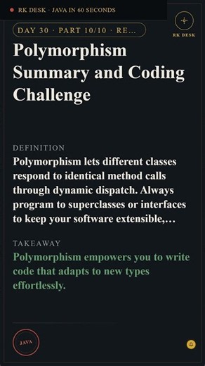 Day 30 Pt 10/10: Polymorphism Summary and Coding Challenge #Shorts