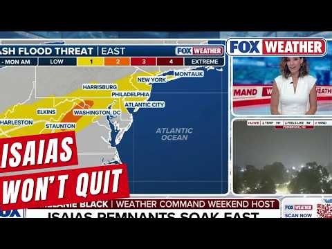 Remnants Of Isaias Soak The East Coast With Heavy Rain As The Weekend Wraps Up