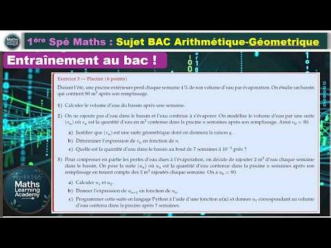 Suites géométrique et arithmético-géométrique + Python — Piscine CORRIGÉ | 1ère Spé Maths