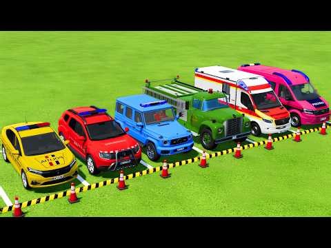 TRANSPORTING POLICE CARS, FIRE DEPARTMENT, AMBULANCE VEHICLES WITH MAN TRUCKS ! Farming Simulator 25