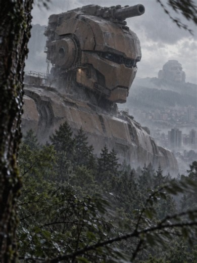 Colossal War Machine: A Cinematic Sci-Fi Mech in a Storm