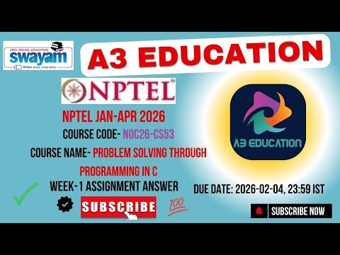 NPTEL Problem Solving Through Programming in C Week 1 Assignment Answer | noc26-cs53 | IIT Kharagpur