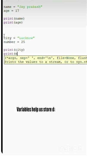 Python Learning Variables with Examples 💻#python #coding #shorts #learnpython #day2 #pythonjourney