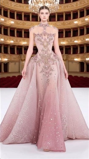 Blush Pink Crystal Princess Dream 💗 Illusion Neckline Gown 2025 #BlushPinkPrincess\r#CrystalIllusionG