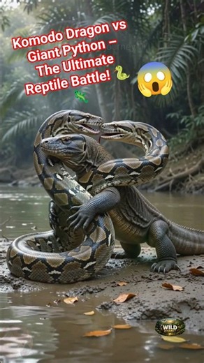 Komodo Dragon vs Giant Python – The Ultimate Reptile Battle! 🐍🦎| animal videos#shorts