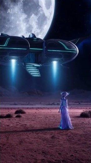 Fictional alien Queen landing a space ship on a deserted planet
