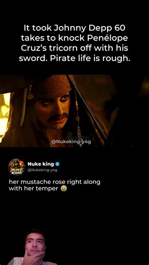 Johnny Depp's sword fight with Penélope Cruz took 60 takes