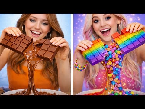 ช็อกโกแลต vs บาร์เซอร์ไพรส์ 🍫🌈 อะไรซ่อนอยู่ข้างใน โดย 123 GO! CHALLENGE