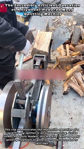 The Incredibly Efficient Operation of A Flywheel Powered Wood Splitting Machine