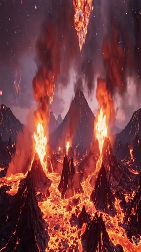 Cinematic Volcano: Alien Landscape Flyover at Dusk