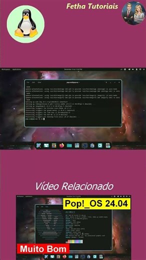Pop!_OS 24.04 nova versão System76 Computers. BARRA DE TAREFAS