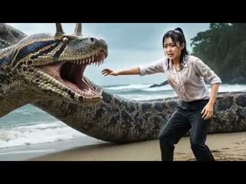 Giant Python Chasing Girl on Beach 😱 | Most Terrifying Snake Attack Ever | Realistic Scene...
