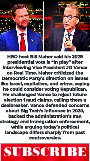 Bill Maher Says His 2028 Vote Is ‘In Play’ After Heated JD Vance Interview