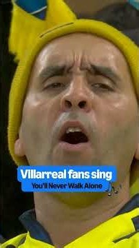 Villarreal fans sing YOU'LL NEVER WALK ALONE at Anfield ❤️💛🎶 #Liverpool #Villarreal #UCL