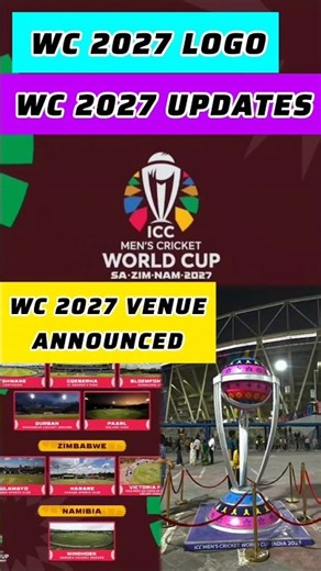 CWC 2027 LOGO, VENUE MATCHES ANNOUNCED🔥#cricket