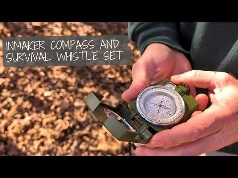 INMAKER Compass and Survival Whistle - For hiking, in the woods, hunting or navigating charts
