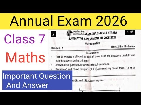 Class 7 Maths Annual exam 2026 important question and answers | model question with answers # Std7