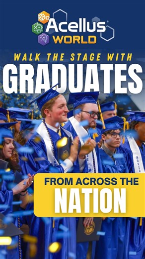 🎓 Over Memorial Day weekend, students from across the nation will come together in Kansas City for once-in-a-lifetime graduation experience at Acellus World! Celebrate all you’ve accomplished with professional graduate portraits, cap decorating, and exchanging senior photos with classmates for your graduation memory book. Meet your favorite Acellus teachers in person, and walk the stage to receive your diploma at the Graduation Ceremony — surrounded by peers from across the country — as you hon