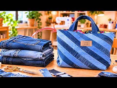 Turn Old Jeans into a Patchwork Tote Bag! | Denim Upcycling Tutorial