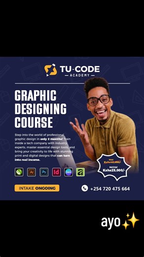 Kickstart Your Tech & Creative Career! At Tu-Code Academy powered by Ryantech Solutions Ltd., we focus on Graphic Design and Full Stack Development — the two most in-demand skills today. Learn practical, hands-on skills with industry experts and start earning while building your future. 📍 Visit Us: Luther Plaza, Ground Floor, Nyerere Road (next to UoN Roundabout) 🌐 Website: www.ryantech.co.ke