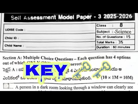 8th class self assessment model 3 general science question paper answer key model paper
