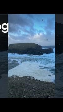 Sea Foam Lingers Along Cliffs After Storm in Orkney, Scotland || ViralHog