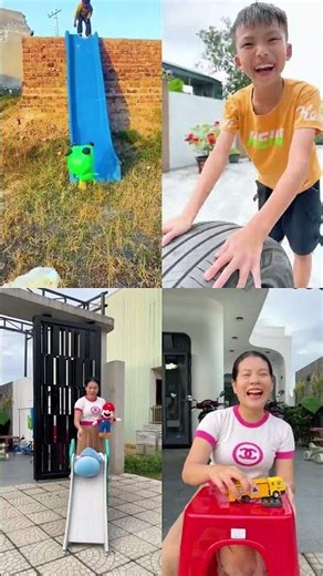 Slide Adventure & Rolling a Wheel Over a Phone 🛝📱😂