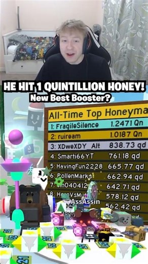 NEW BEST BOOSTER! He Hit 1 QUINTILLION HONEY! Top 1 Red Hive In Bee Swarm Simulator!