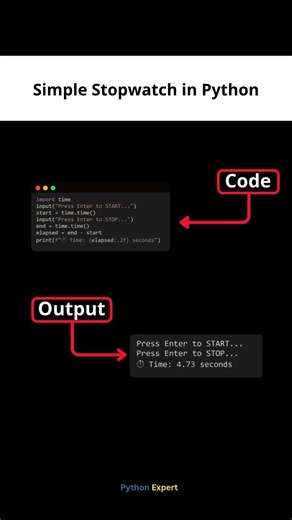 Build a Stopwatch in Python in 8 Lines! ⏱️🐍 #shorts #keepcoding #developer #python #pythonprojects