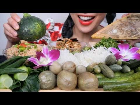 VEGGIE PLATTER + THAI SPICY DIP (ASMR EATING SOUNDS) NO TALKING | SAS-ASMR