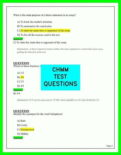 CHMM Test Questions 2026 Practice Exam Study Guide with Answers Video |CHMM Certification Prep2026