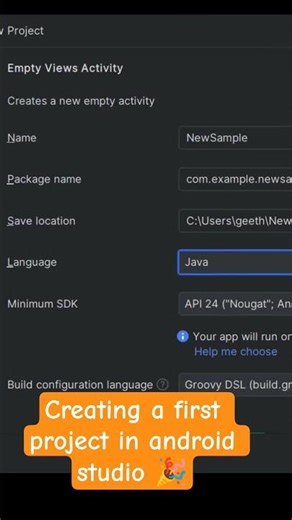 🎉 Creating Your First Application in Android Studio | Step-by-Step #Shorts #CodeWithRahul
