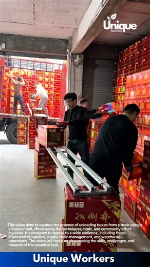 Fast Warehouse Loading: Workers Efficiently Move Boxes onto Delivery Truck