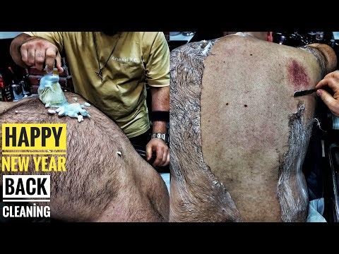 ASMR Back bristle Removal • Happy New Year • The werewolf came to the shave • Back Hard Massage
