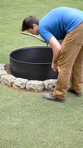 A simple step-by-step fire pit project that looks high-end but is easy to build. All you need is a steel fire ring, a few stones, and a free afternoon. | Plants and gardening