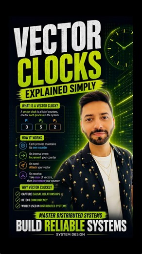 Vector Clocks Explained in 30 Second #vector #clock #systemdesign #database #interview #shorts #job