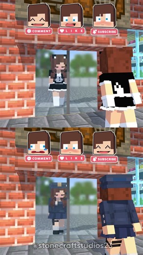 1 or 2:Funny Jj Reaction Reveal Mirror Store Dancing🚓🤣🥰-Minecraft Short Animation #trending #shorts