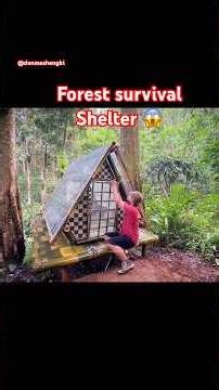 Building a Survival Shelter in a Brutal Rainstorm 🌧️🌲#raincamping #bushcraft #primitive #outdoor