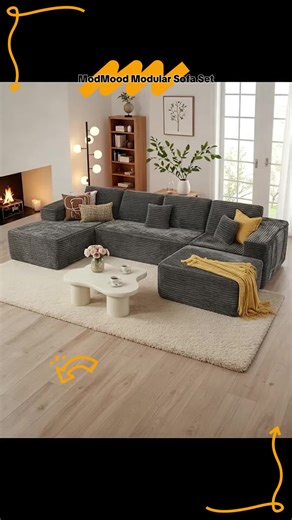ModMood Sectional: Cloud-Soft Corduroy Sofa for Living Rooms