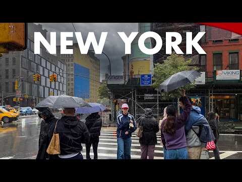 New York City Nor'Easter Heavy Rain Walk Manhattan East Village NYC 4K Sounds for Sleeping ASMR
