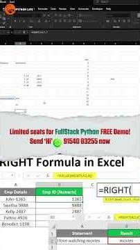 How to Use RIGHT Function in Excel | Excel Functions | Python Life