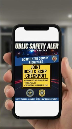 CHECKPOINT ALERT: Dorchester County SC | Hwy 17A & Clubhouse Rd (Dec 31, 2025)