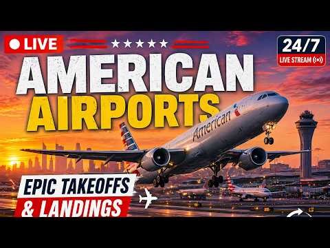 🔴 LIVE American Airports | Epic Takeoffs & Landings at Sunrise 24/7