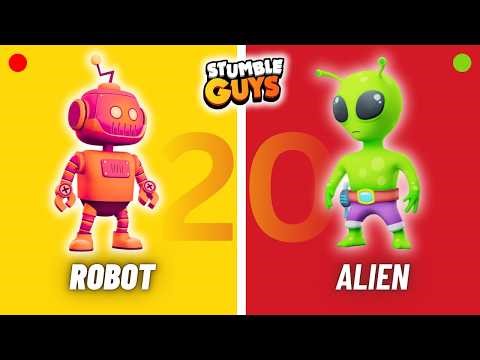 🔴ROBOT vs 🟢ALIEN | 20 POINT SKIN WAR 🔥 #stumbleguys #shortslive