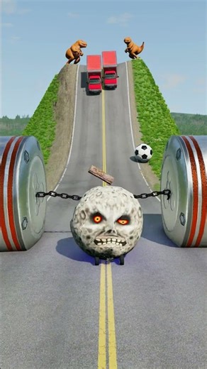 Cars & Cargo Vans vs Chained Hydraulic Crush - BeamNG.Drive