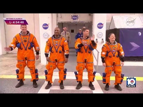 Artemis II astronauts strap into Orion capsule